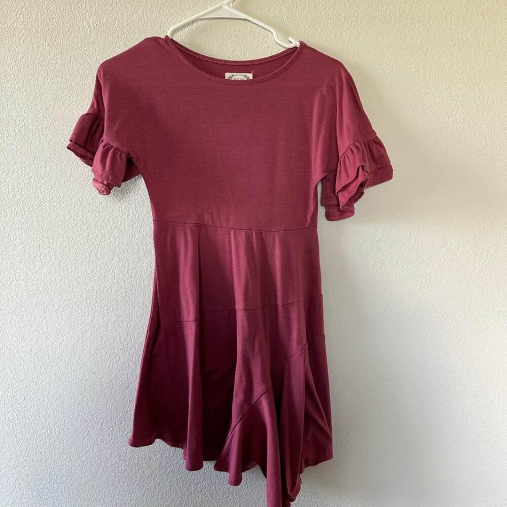 EUC Girls Joyfolie Rose Color Asymmetrical Dress sz 8